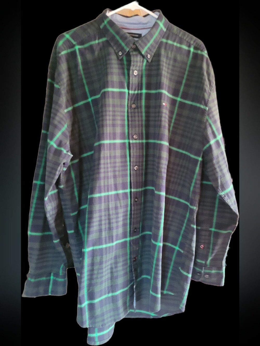 Brand New! Never Worn Tommy Hilfiger Men's Green Plaid Button-Down Shirt XXL